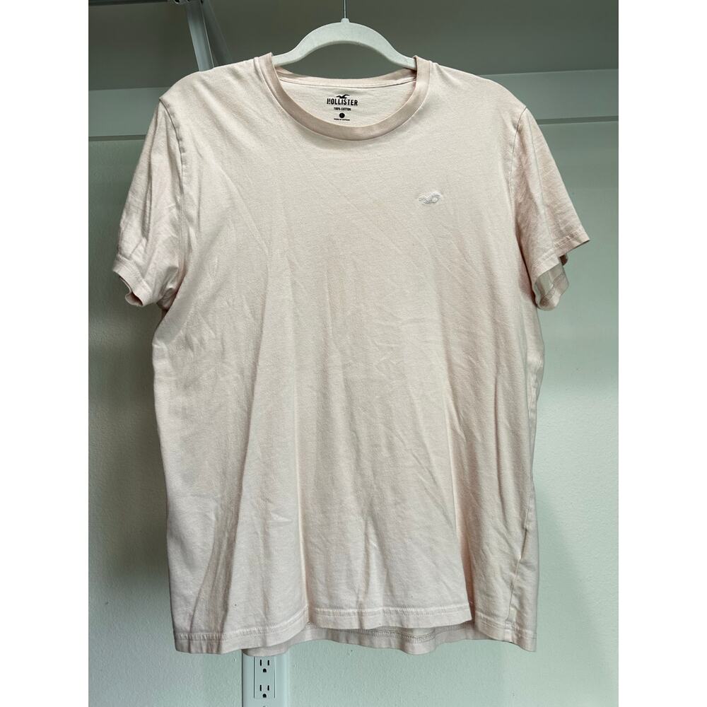 Hollister 100% Cotton Men's T-Shirt Blush Pink Size Large Causal Crew Neck